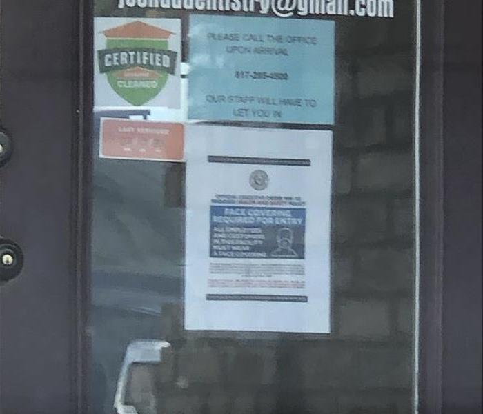 Certified: SERVPRO Cleaned sticker on the front door. 